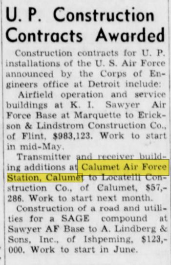 Calumet Air Force Station (Open Skies Project) - May 1958 Article (newer photo)